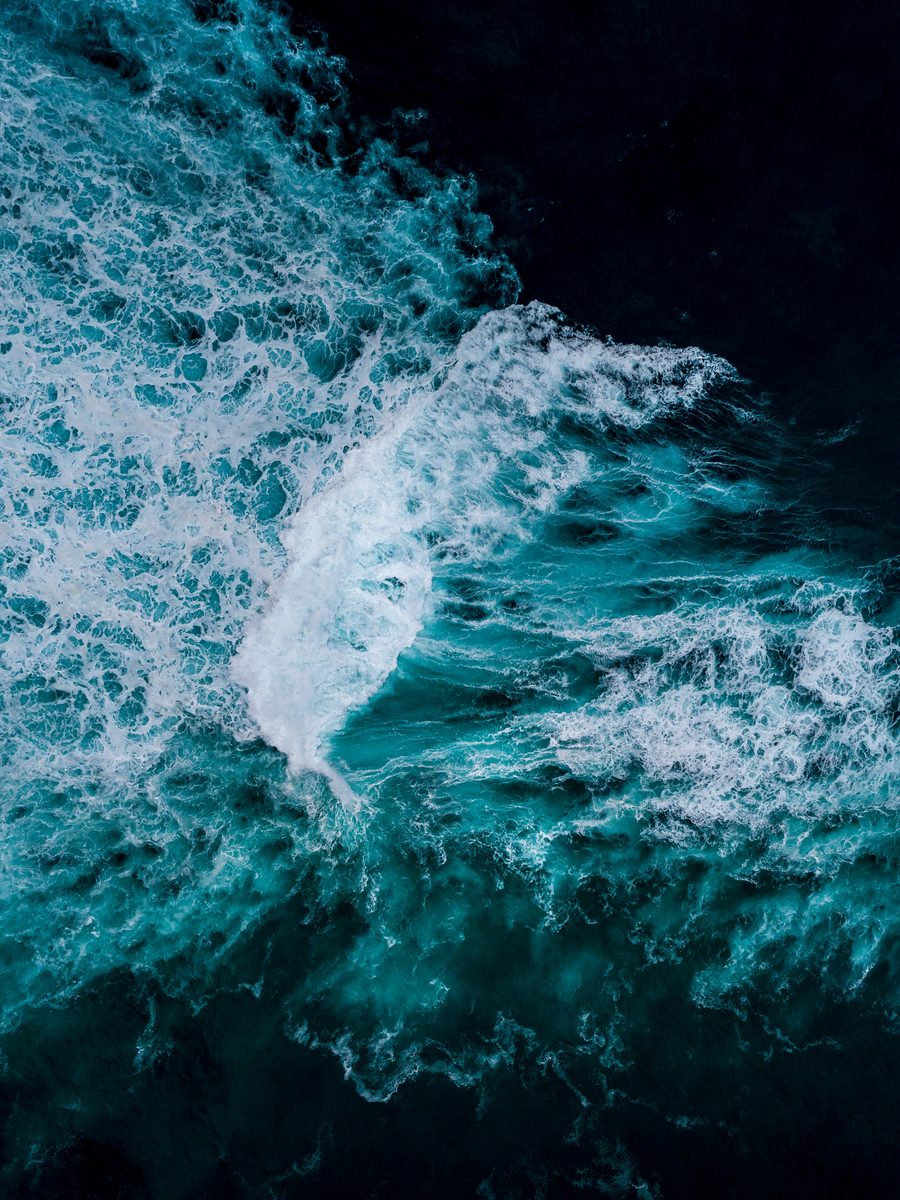 The open ocean surface from below.